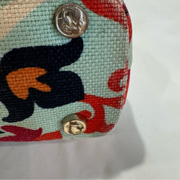 SPARTINA 449 tan leather linen in gorgeous light blue print purse bag - Picture 13 of 16